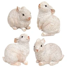 NEW FARMHOUSE BUNNIES CREAMY WHITE 2"- 3 5" H Textured Resin 4 Assort Poses