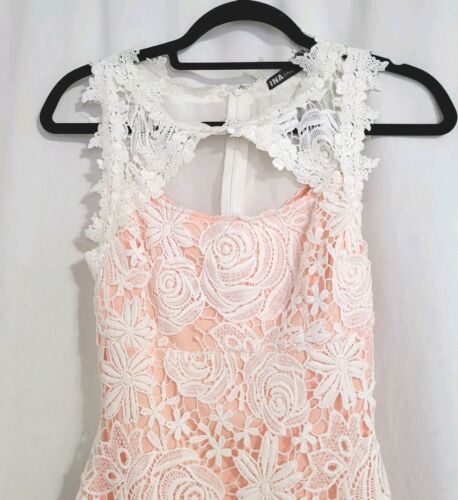 Ina Lace Bodycon Dress Peach Underlay Floral Size Sm Easter Spring  *Issues - Picture 1 of 12
