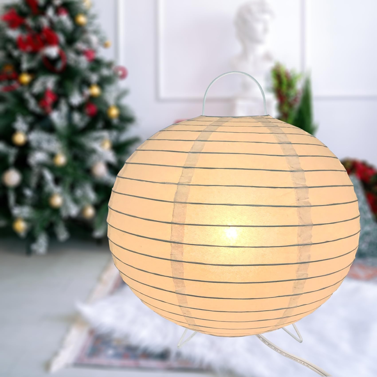 Rice Paper Lamp Desk Floor Lantern Nightstand Bedside Smalll Lamps for Bedroo...