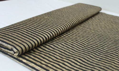 30 Yards Black Gold Cotton Fabric Indian Hand Block Summer Dressmaking Fabric US - Picture 1 of 7