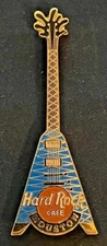 Hard Rock Cafe Houston - Oil Tower Flying V Guitar HRC Logo Pin - Pin Pals 3LC