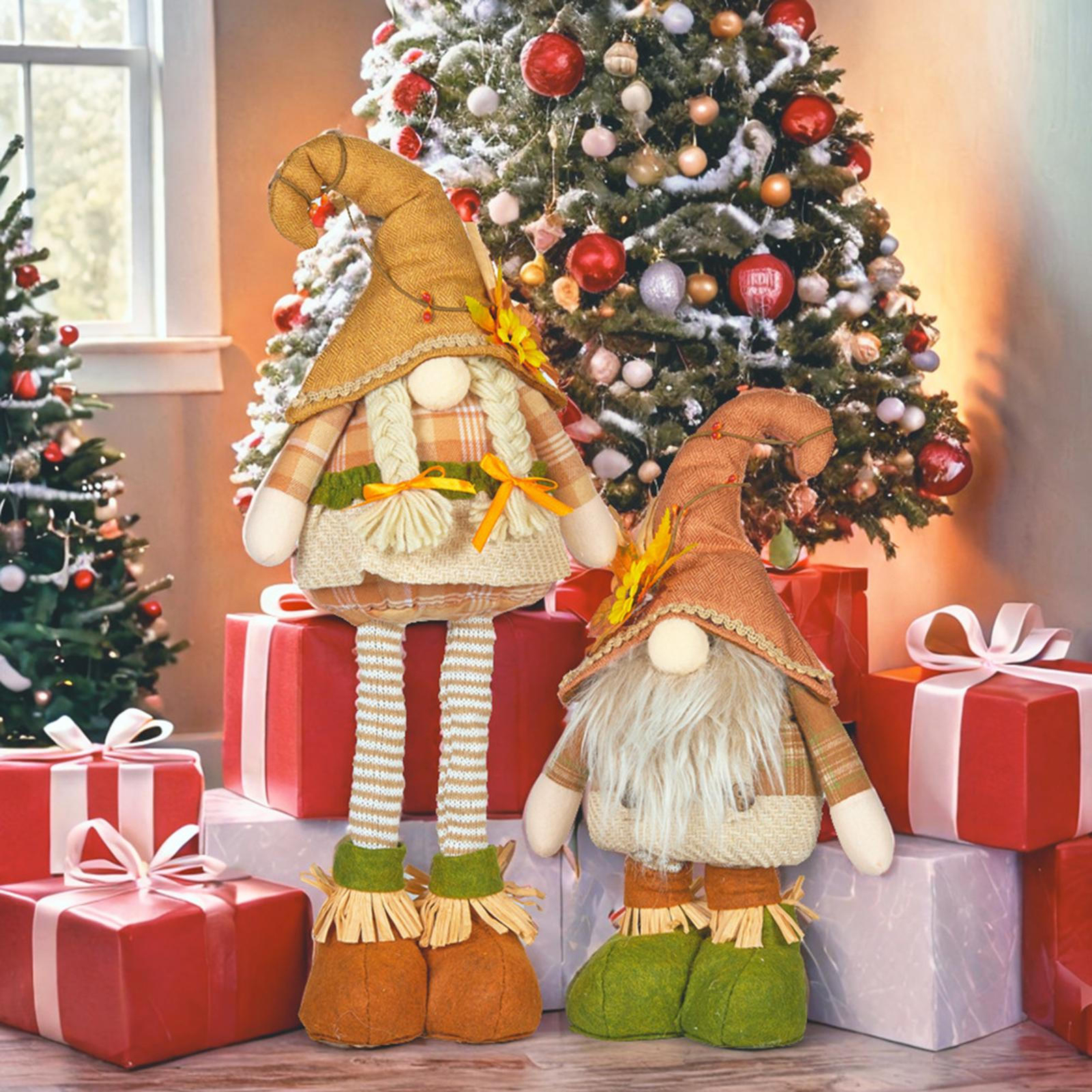 Festive Fall Gnomes with Retractable Legs for Garden Decor