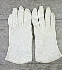 Women's Vintage White Wrist Gloves Seed Beaded Throughout Unbranded