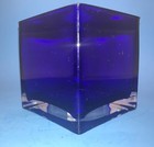 Cobalt Blue Crystal cube Vase  4 1/4” x4” x 4” CYS EXCEL Glassware hand blown