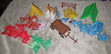 Cowboys and Indians Plastic Men Lot of 53 including Teepee, Tent, Wagon, Fence