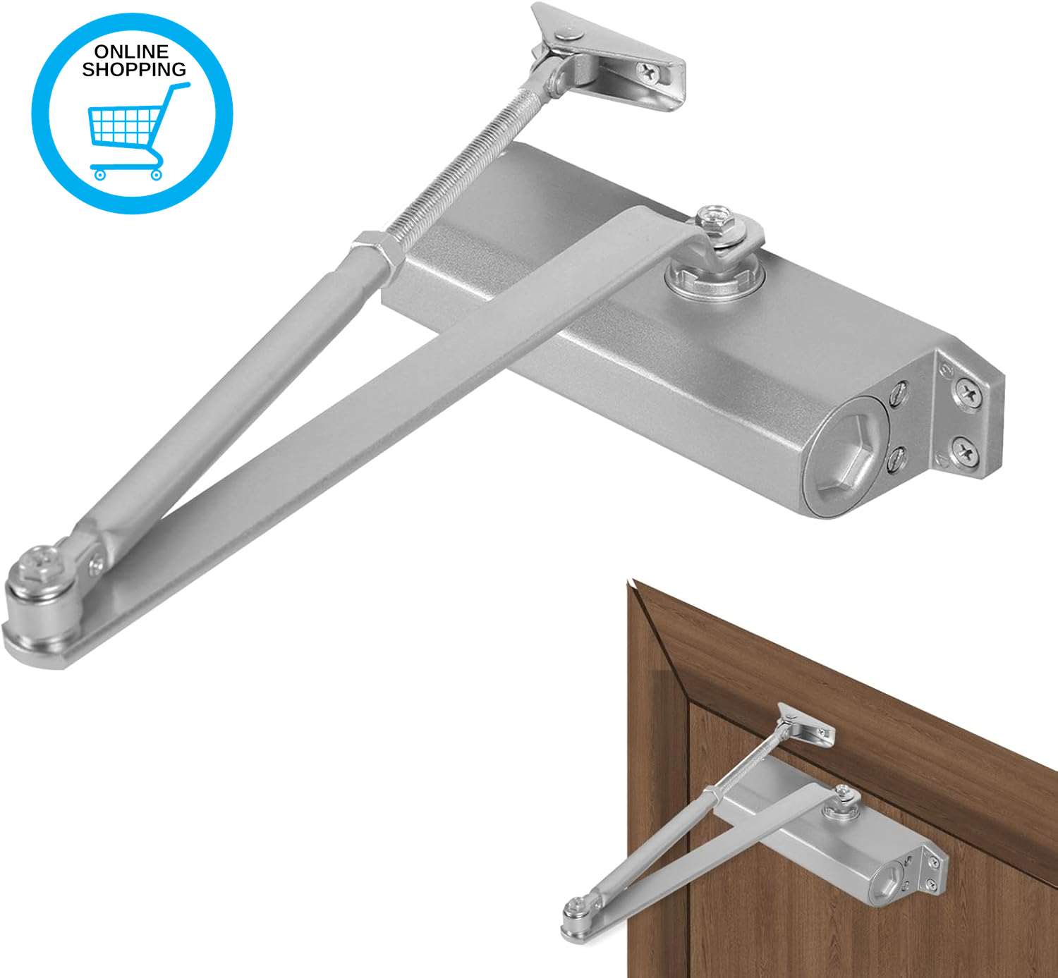 Automatic Door Closer Spring Hydraulic Door Closure, Adjustable Closing & Latchi