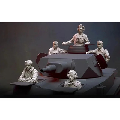 1/35 - 1/6 5pcs 3D Print Model Kit German Soldiers Tank Crew (no tank) WW2 Unpai