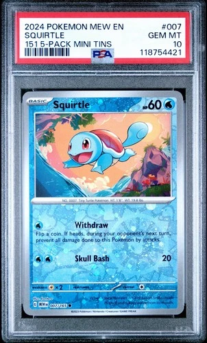 Pokemon TCG Scarlet Violet 151 Mini Tins #007 Squirtle Reverse Cosmos PSA 10