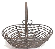 Twisted Metal Handle Egg Fruit Decorative Basket 10 x 6 x 3" deep
