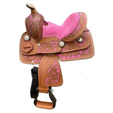 Barrel Racing Horse Saddle Handmade Western Leather Tooled Trail Tack Equestrian