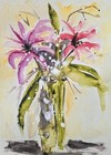 Original Signed Watercolor Painting. Vibrant. Abstract. Floral.Colorful. Purple