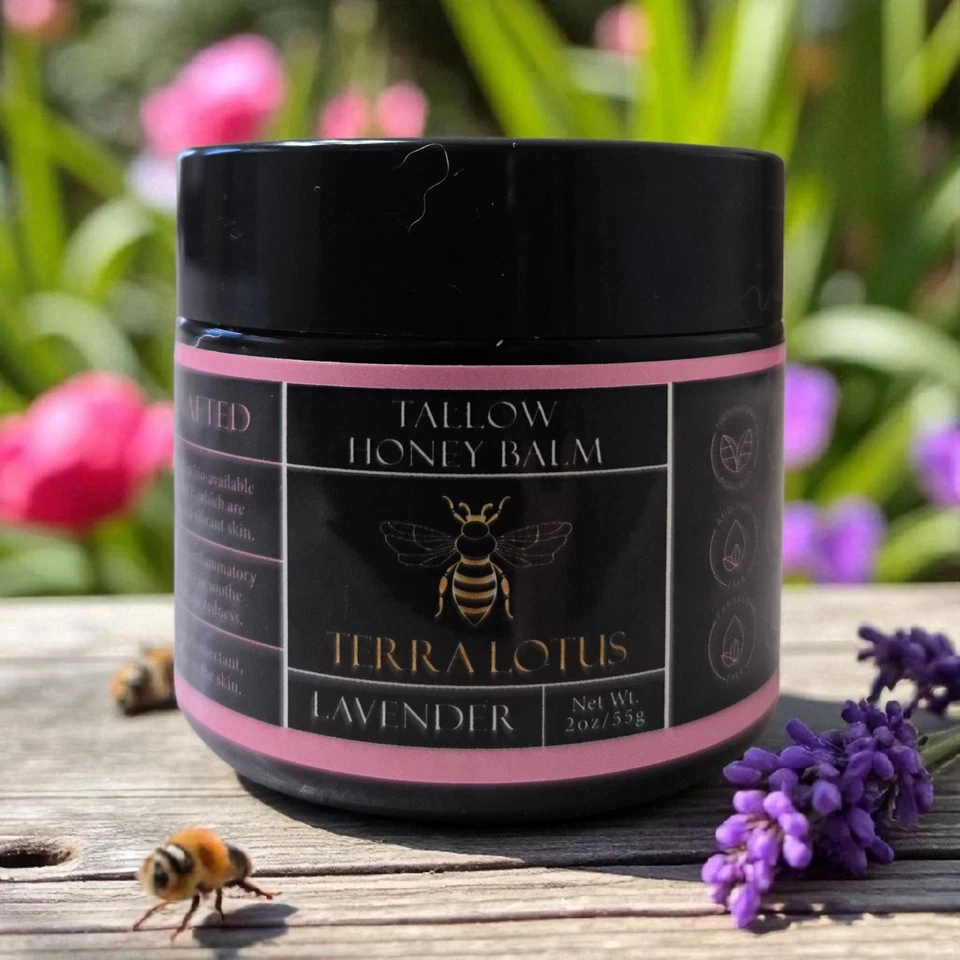 Terra Lotus Organic Grass-Fed Beef Tallow Balm with Raw Honey 2oz Lavender Scent - Image 2 of 4