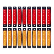20 Pcs 3.8" Amber  Red Light 6LED Side Marker Lights, Trailer Marker Lights,