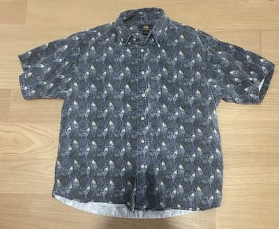 Men s Route 66 Short Sleeve Button Shirt Dragon Print Large