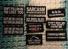 Funny Slogan Embroidered Iron on Patches 10 Different Sarcasm patches
