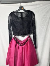 homecoming dress Envious couture two piece long sleeves, pleated skirt. Size 10