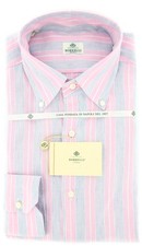 Luigi Borrelli Pink and Light Blue Striped Shirt 16/41
