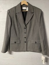 Alfred Dunner Amsterdam Women s 14 Long Sleeve Lined Stretch Blazer Black/White