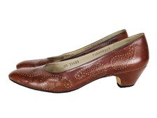 Vintage 60s Salvatore Ferragamo Perforated Leather Paisley Almond Toe Pumps