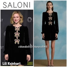 Saloni “Camille” velvet rainbow bow dress UK14/US10