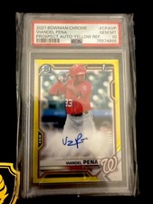 PSA 10 VIANDEL PENA AUTO 1st 2021 Bowman Chrome YELLOW REFRACTOR/75 RC GEM MINT