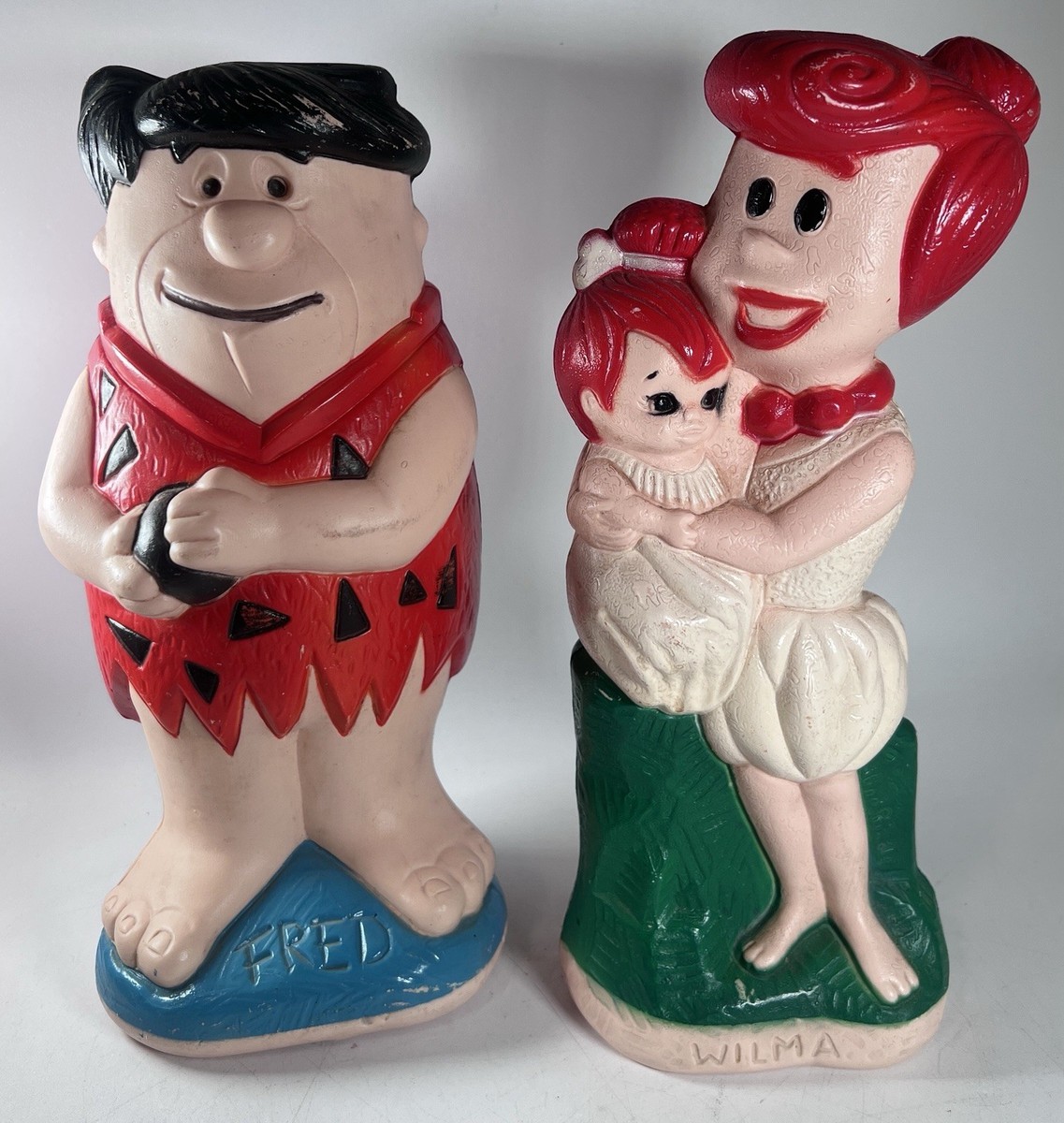 Vintage Empire Plastics Fred Wilma Flintstone 1977 Blow Mold Bank
