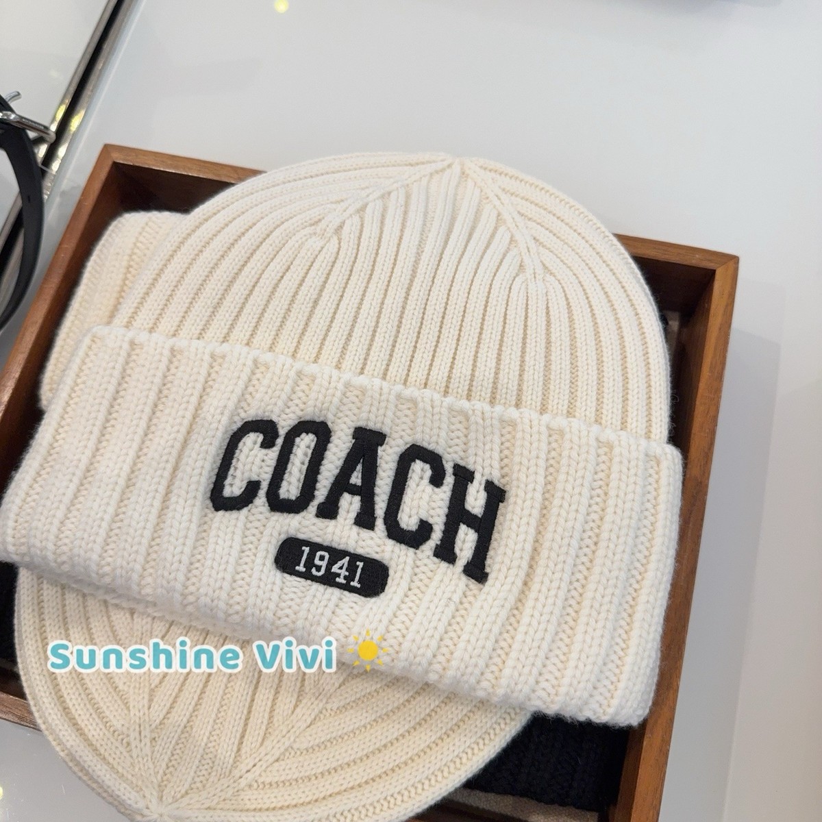 NWT Coach Miniature Signature C Beanie Hat Metallic Gold with Ivory/Cream F80700 7fff61b7b33f8ca037f88911967e7d  main image 3