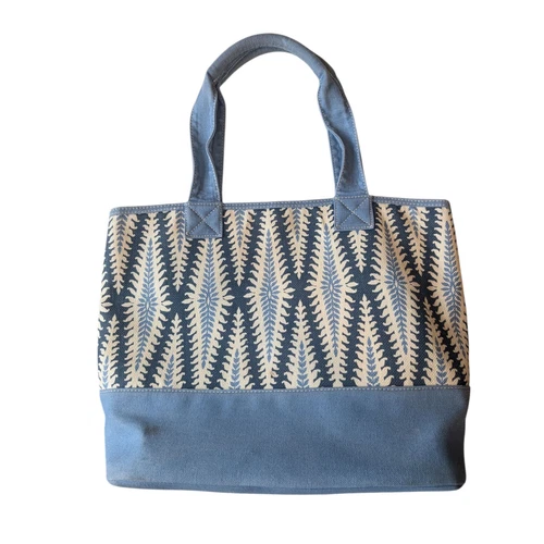 Spartina 449 Daufuskie Island Natural Linen Tote Bag Distressed Mineral Blue - Picture 3 of 15