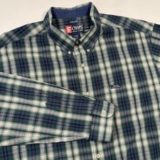 Vintage Chaps Ralph Lauren Men s Easy Care Button Down Shirt Blue Green Plaid XL