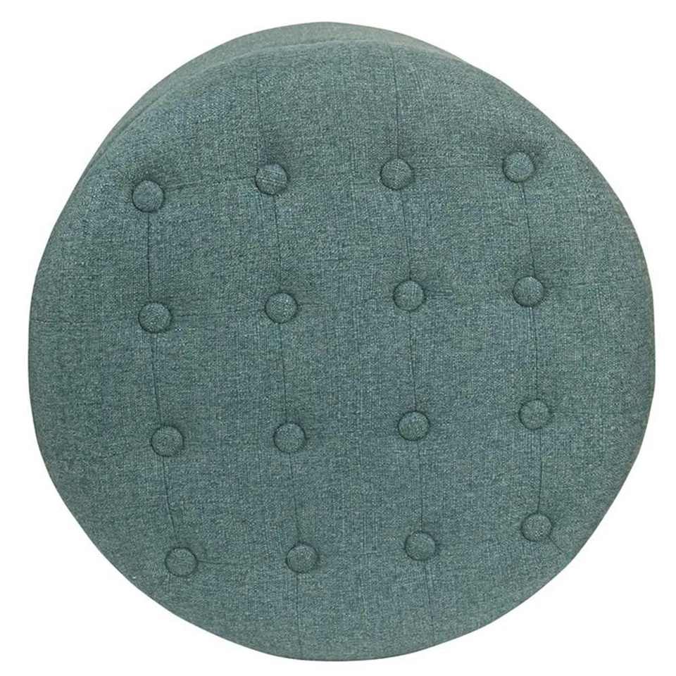 HomePop Boho Transitional Wood and Fabric Storage Ottoman in Teal Blue - Image 4 of 4