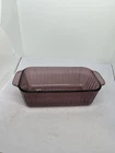 Vintage Pyrex Sculptured Cranberry Glass Loaf Pan 1.5 Qt 213-S Ribbed Bakeware