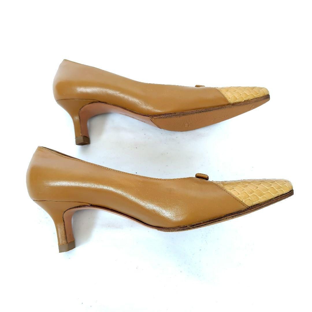 Ferragamo Ribbon Python Combination Pumps Size: 5… - image 5