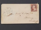 fancy cancel Imperf stamp postal cover 1850's Sterling-Rare reusable cover N.Y.,
