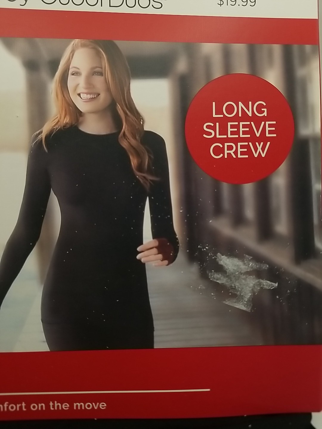 Women's Warm Essentials Cuddl Duds Active Warm Layers Long Sleeve Crew Black S thumbnail 2