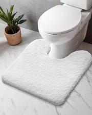 Disolla Toilet Rug U Shaped White 23x24 Machine Washable Non Slip Toilet Floor