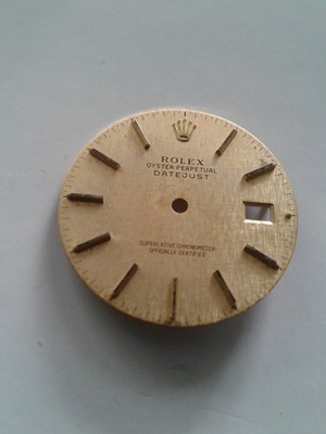 Rolex Champagne Linen Fat Gold Stick Dial For 36mm Datejust Models 16013 16233