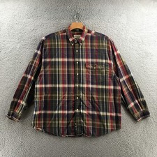 Eddie Bauer Shirt Mens XXL Multicolor Plaid Flannel Button Down Long Sleeve