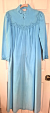 Vanity Fair Vintage Light Blue Long Robe Velour Zip Front Size S