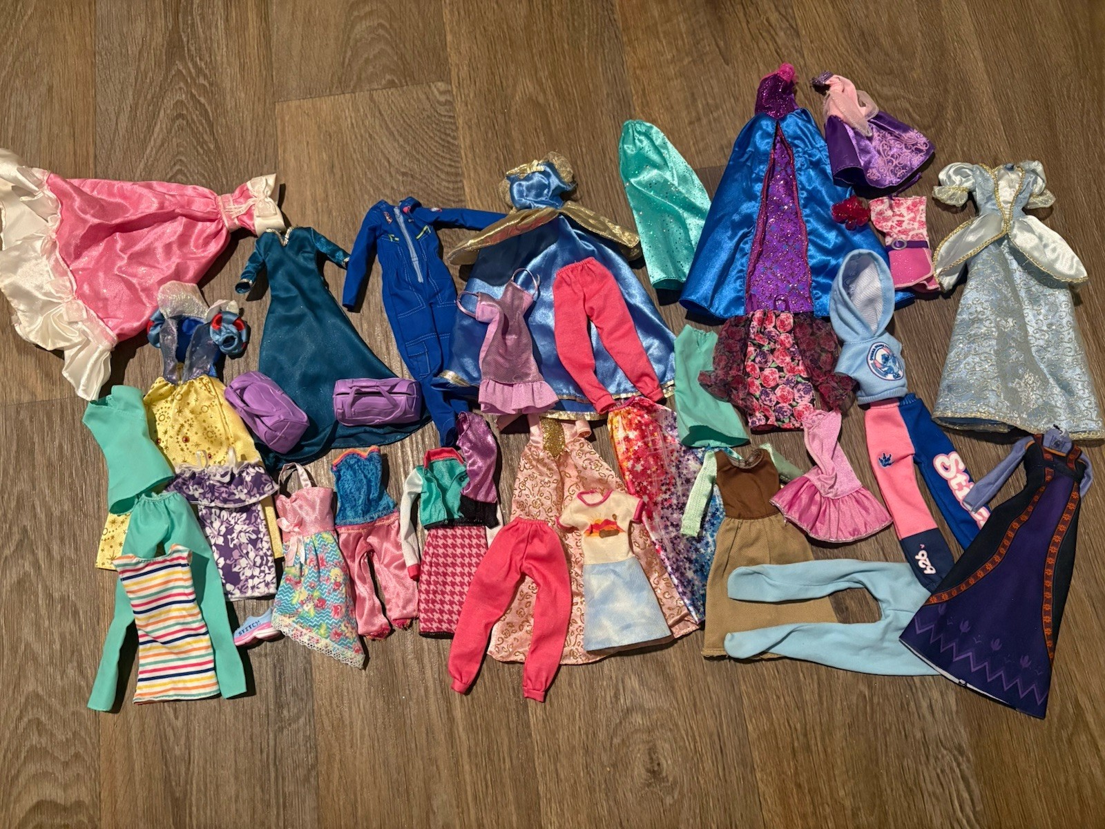 Large Lot Barbie Size Disney Doll Clothes Disney Dresses Shoes Accessories Mixed