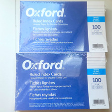 Oxford Ruled Index Cards, White, 5" x 8", 100 Count, MPN 37003213