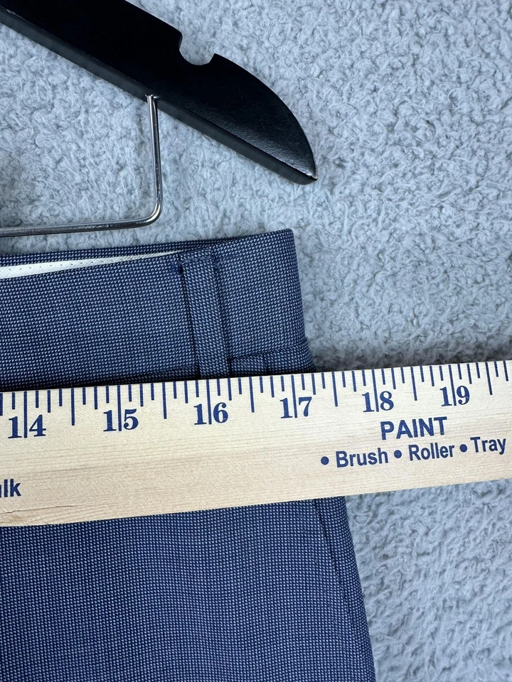 Canali Dress Pants Mens 34 Blue Wool Flat Front Tailored Trousers Micro Check - Image 3 of 4