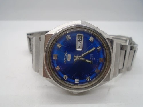 Vintage Seiko 5 Automatic Watch 21 Jewel Movement Men's Watch Blue Dial
