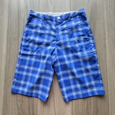 Nike Golf Shorts Boys XL Blue Plaid Dri-Fit Performance Lightweight New Chino