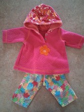 American Girl Bitty Baby Twins 2003 Fall Frolic Pink Hoodie Fall Leaf Pants