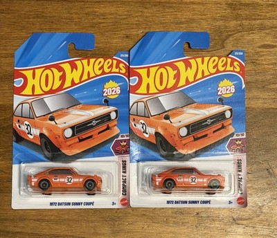  Lot Of 2 Hot Wheels 2026 L Case Int l Card 1972 Datsun Sunny Coupe NIB VHTF 