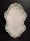 Faded Paint Opaque Milk Glass 7.5" x 5" Floral Dresser Vanity Trinket Dish 2Chip
