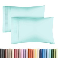 2 Queen Size Pillow Covers, Luxury Hotel Soft, Stain Fade Resistant, Blue