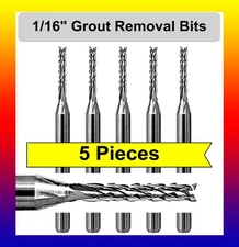 1/16" Grout Removal Bits for Dremel & Rotozip Premium Grade Carbide  (5 Pieces)