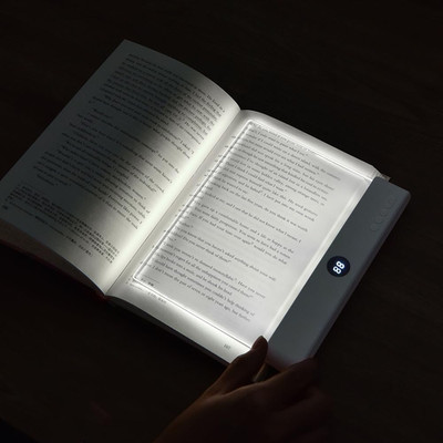 Book Light, Rechargeable Clear LED Flat Book Lights for Reading in Bed at Night