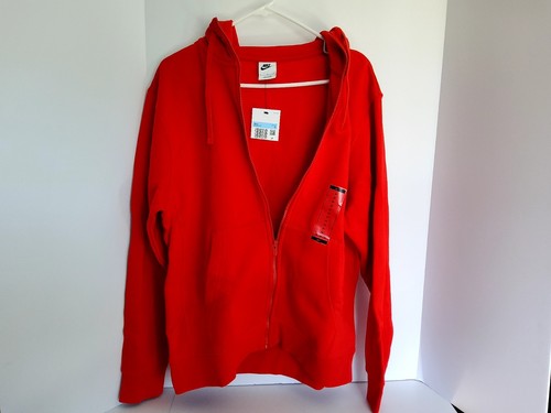 Herren Nike Sportswear University rot/weiß Club Fleece Hoodie mit durchgehendem Reißverschluss (BV2645 - Bild 4 von 8